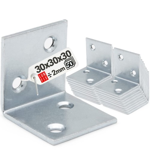 Équerre de meuble 30x30x30x2 KS1 galvanisée 50 pièces - LUN FIX