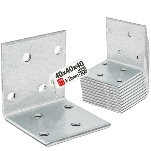 Équerre de fixation 40x40x40x2 KS2 galvanisée 10 pièces - LUN FIX