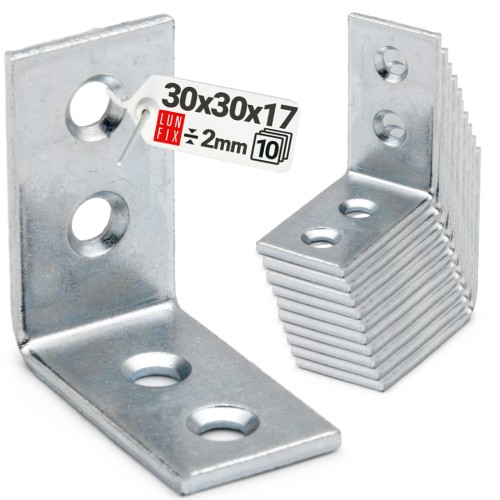 Équerre étroite 30x30x17x2 KW2 galvanisée 10 pièces - LUN FIX