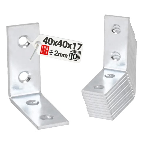 Équerre étroite 40x40x17x2 KW3 galvanisée 10 pièces - LUN FIX