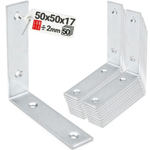 Équerre étroite 50x50x17x2 KW4 galvanisée 50 pièces - LUN FIX