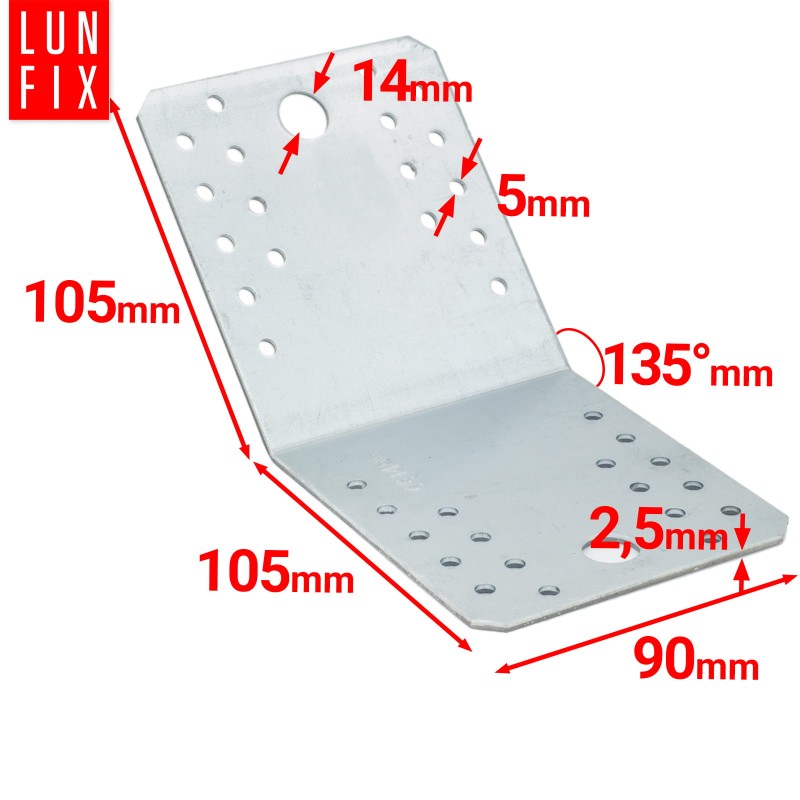 Kątownik rozwarty 135 stopni KLR5 105x105x90x2,5