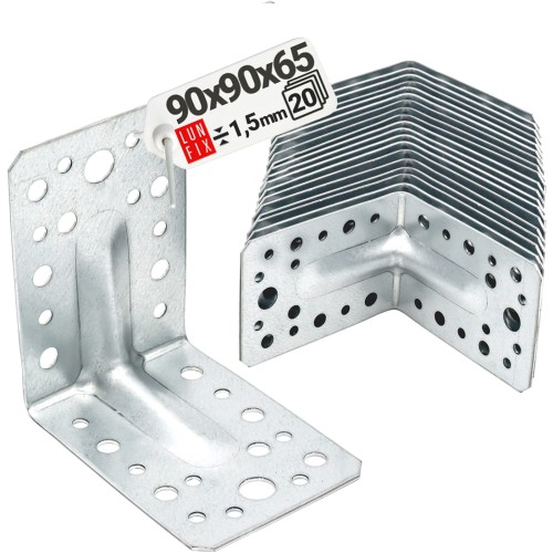 Équerre de charpente renforcée 90x90x65x1,5 KPS1 20 pièces - LUN FIX