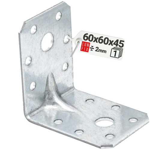 Équerre de charpente renforcée 60x60x45 mm 2 mm 1 pièce - LUN FIX