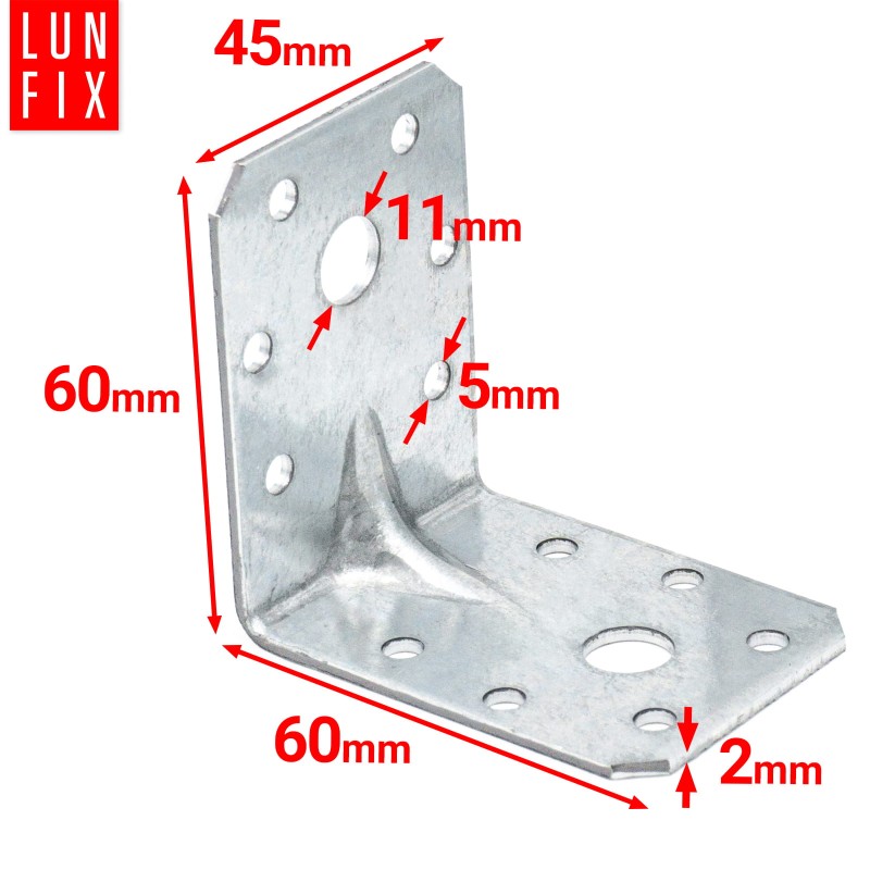 Kątownik ciesielski 60x60x45 mm montażowy 2mm 10szt.