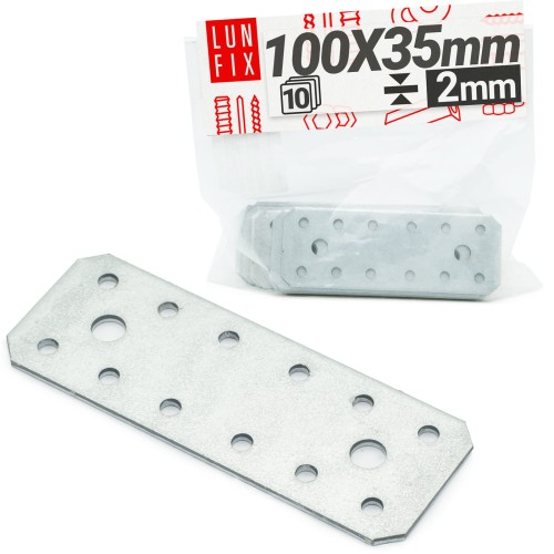 Plaque d’assemblage perforée 100x35x2 LP0 10 pièces - LUN FIX