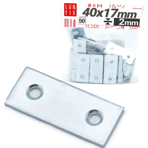 Plaque d’assemblage perforée 40x17x2 mm LW1 acier 50 pièces - LUN FIX