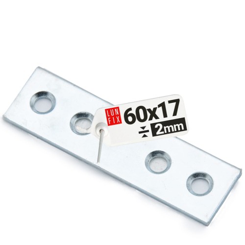 Plaque d’assemblage perforée 60x17x2 mm LW2 acier 1 pièce - LUN FIX