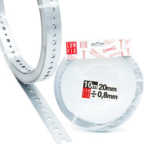 Feuillard perforé 20x0,8 10 m TM20 acier - LUN FIX