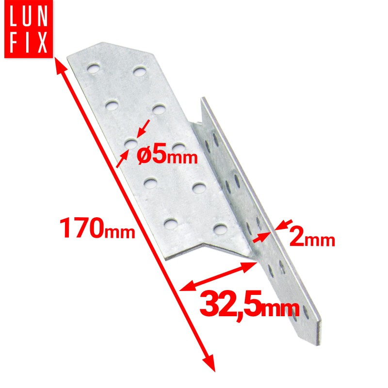 Łącznik krokwiowy LK2 ciesielski 170x32,5 mm PRAWY 10szt.