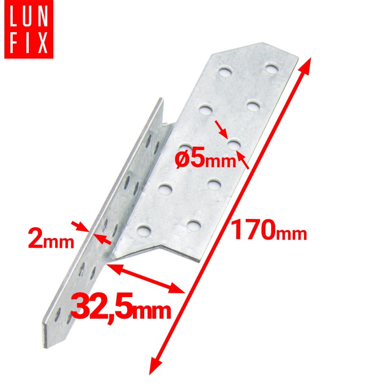 Łącznik krokwiowy LK1 ciesielski 170x32,5 mm LEWY 50szt.