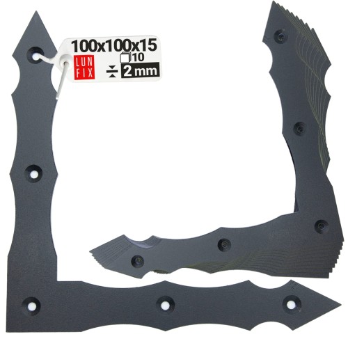 Connecteur de charpente noir 100x100x15x2 mm galvanisé - LUN FIX
