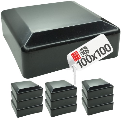 Capuchon de poteau 100x100 mm noir 10 pièces - LUN FIX