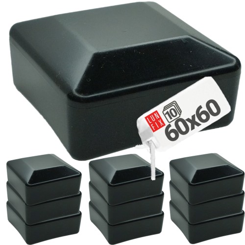 Capuchon de poteau 60x60 mm noir 10 pièces - LUN FIX
