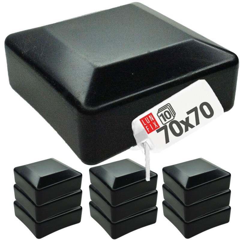 Nasadka na słupek 70x70 mm czarna daszek 10szt.
