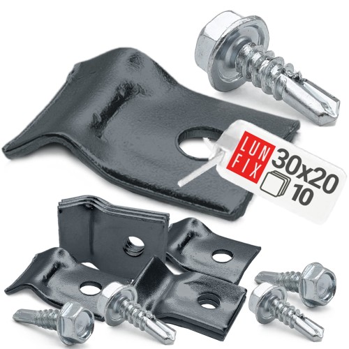 Fixation pour panneau de clôture 5,5x19 galvanisé 10 pièces - LUN FIX