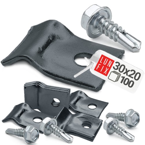 Fixation pour panneau de clôture 5,5x19 galvanisé 100 pièces - LUN FIX