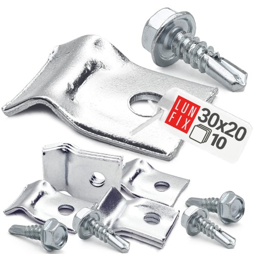 Fixation pour panneau de clôture 5,5x19 galvanisé 10 pièces - LUN FIX