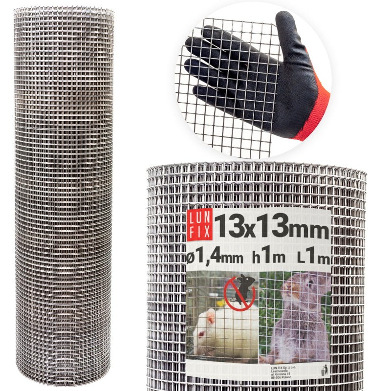 Siatka przeciw gryzoniom 100cm 13x13 fi1,4mm zgrzewana ocynkowana 1mb