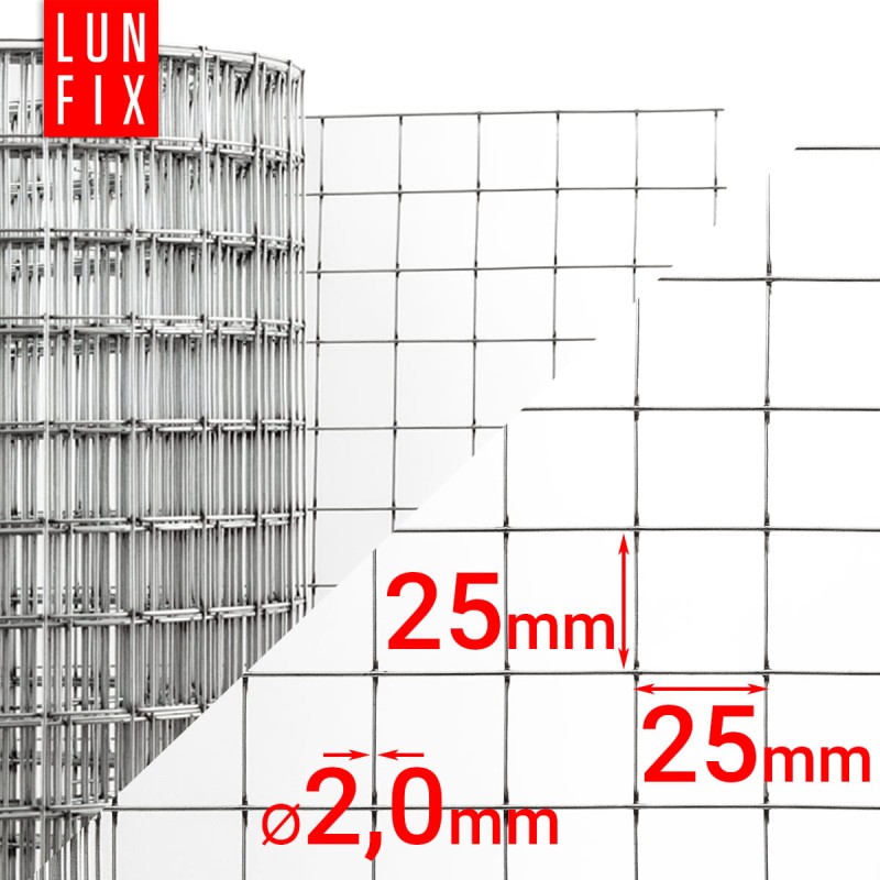 Siatka hodowlana 100cm 25x25 fi 2mm zgrzewana ocynkowana 5mb