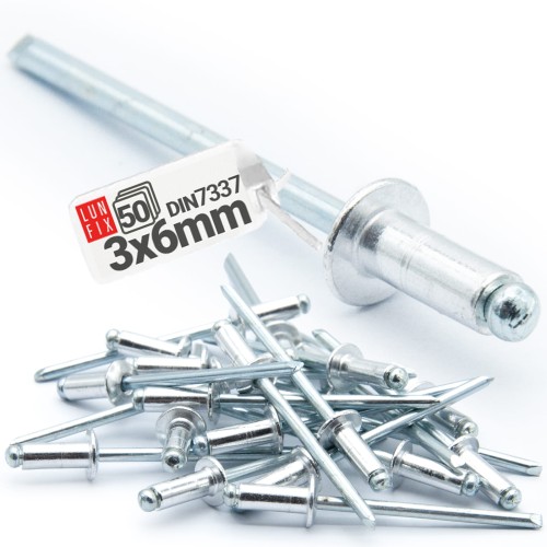 Rivets aveugles 3x6 mm galvanisés 50 pièces - LUN FIX