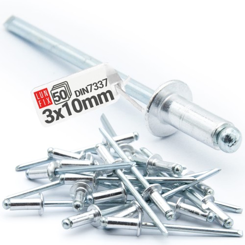 Rivets aveugles 3x10 mm galvanisés 50 pièces - LUN FIX