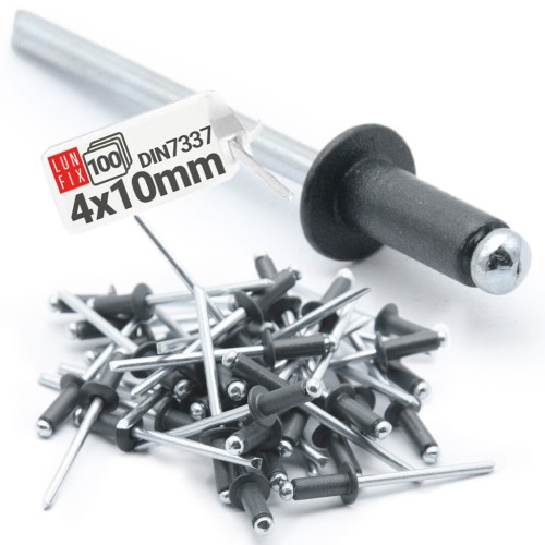 Rivets aveugles 4x10 mm RAL7016 galvanisés anthracite - LUN FIX