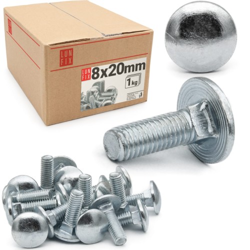 Boulons TRCC M8x20 mm galvanisés 1 kg - LUN FIX