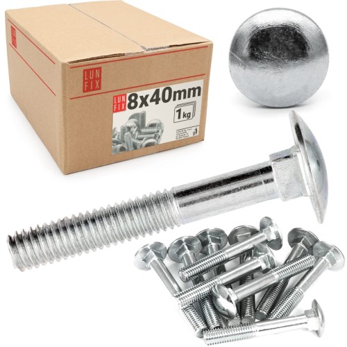 Boulons TRCC M8x40 mm galvanisés 1 kg - LUN FIX