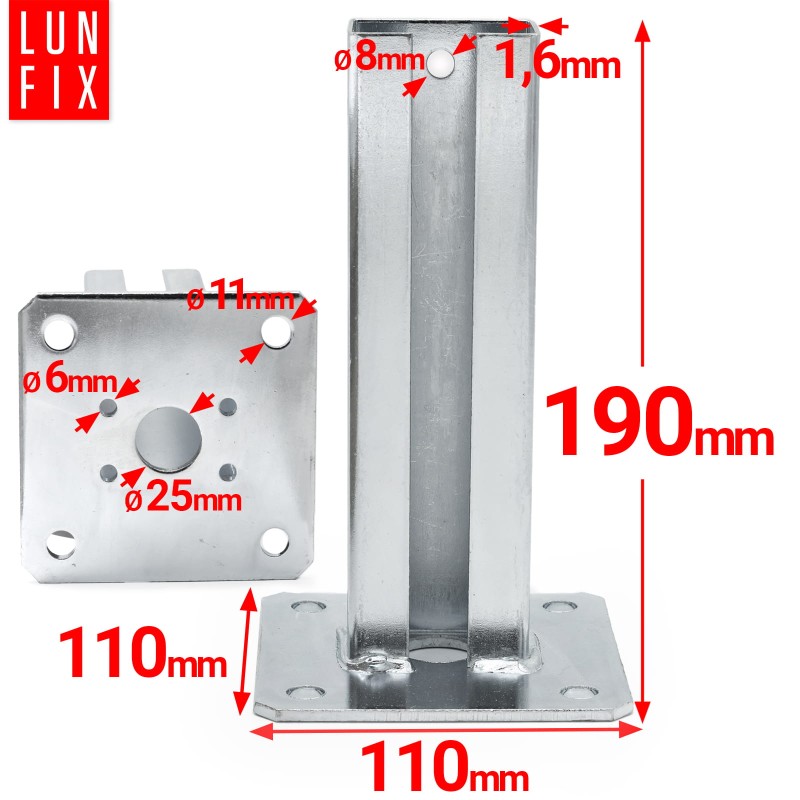 Podstawa słupka ogrodzeniowego profilowa 60x40 mm