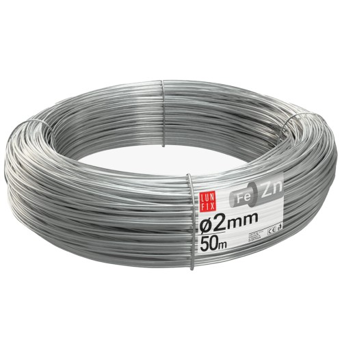 Fil de tension pour grillage 2 mm 50 m galvanisé argent - LUN FIX