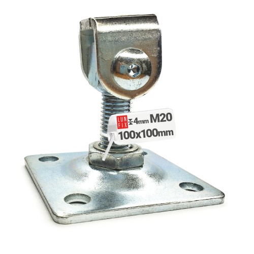 Charnière de fixation M20 100x100x4 mm galvanisée - LUN FIX