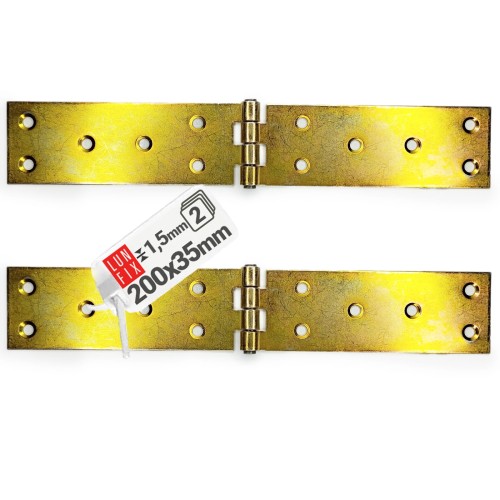 Charnière de fixation 200x35x1,5 mm ZB3 galvanisée 2 pièces - LUN FIX