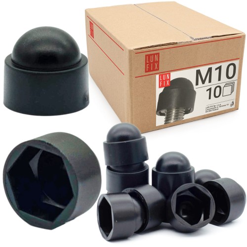 Cache-écrou M10 galvanisé noir 10 pièces - LUN FIX