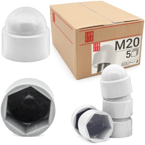 Cache-écrou M20 galvanisé blanc 5 pièces - LUN FIX