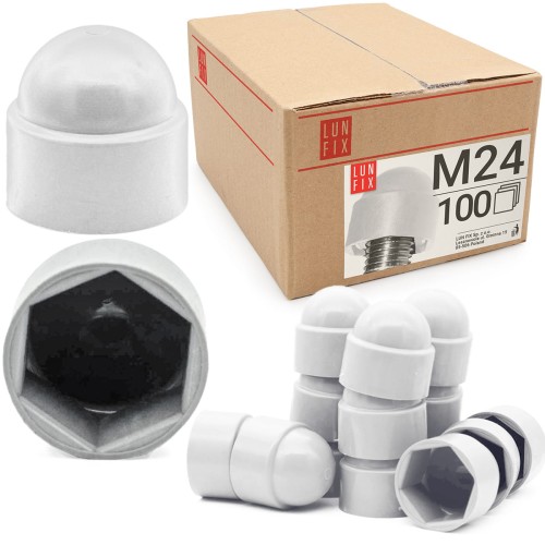 Cache-écrou M24 galvanisé blanc 100 pièces - LUN FIX