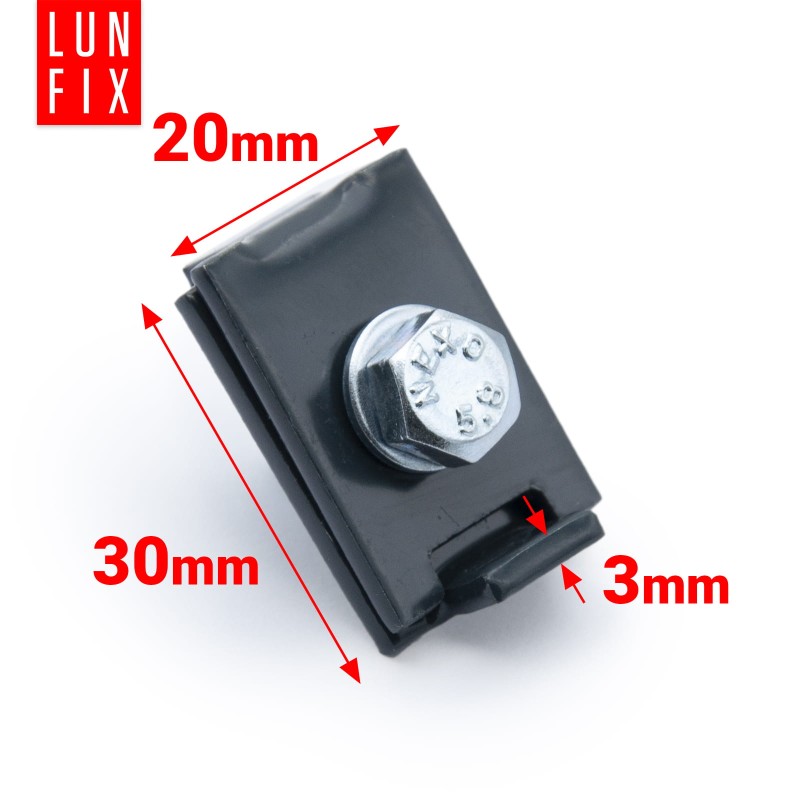 Złączka typu L 6x20 mm zapinka klips do paneli grafit NSO6 1szt.