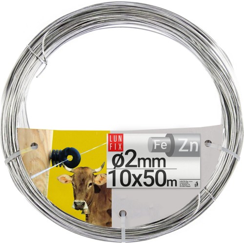 Fil pour clôture électrique 10x50 m Ø 2 mm galvanisé 12,6 kg - LUN FIX