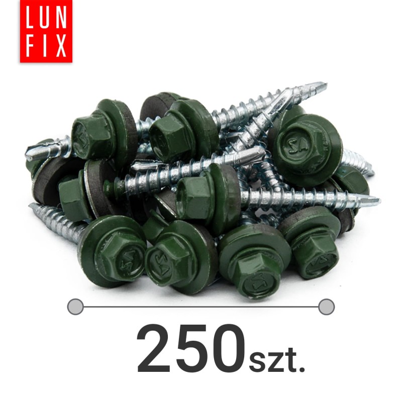 Wkręty farmerskie 4,8x25 samowiercące farmery RAL 6020 zielone WFD 250szt.