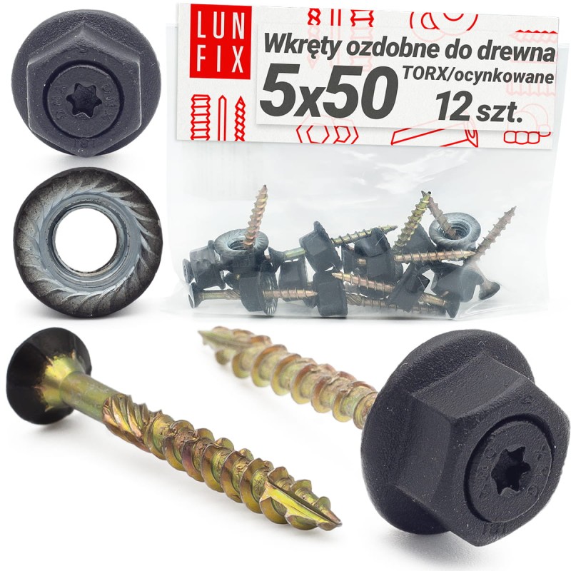 Wkręty 5x50 do montażu systemów ozdobnych T25 12szt.
