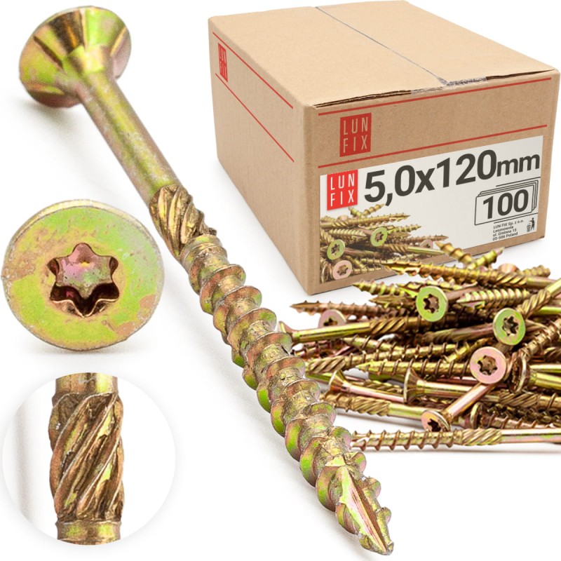 Wkręty ciesielskie stożkowe 5x120 do drewna KMWHT 100szt.