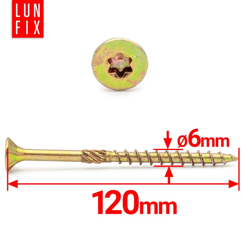 Wkręty ciesielskie stożkowe 6x120 do drewna KMWHT 100szt.