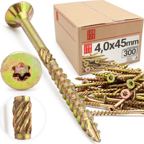 Vis de charpente à tête fraisée 4x45 KMWHT 300 pièces - LUN FIX