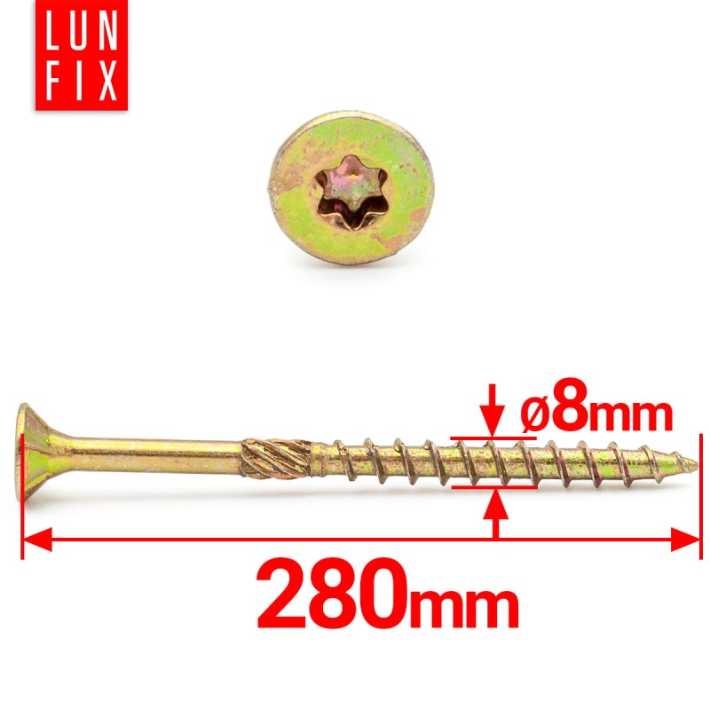 Wkręty ciesielskie stożkowe 8x280 do drewna KMWHT 50szt.