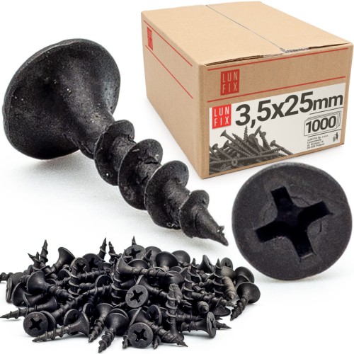 Vis pour plaques de plâtre sur bois 3,5x25 KSGD phosphatée - LUN FIX