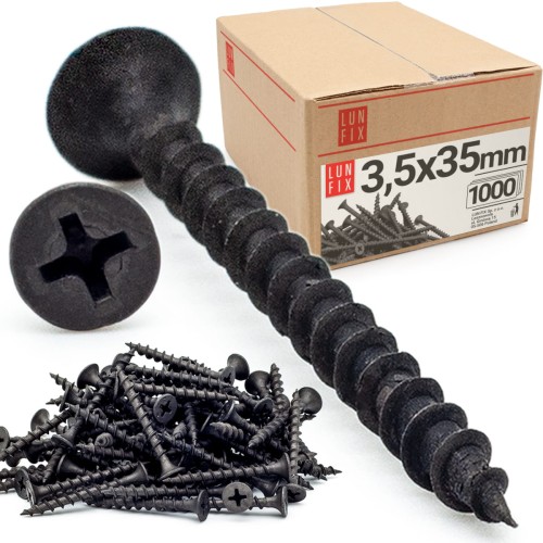 Vis pour plaques de plâtre sur bois 3,5x35 KSGD phosphatée - LUN FIX