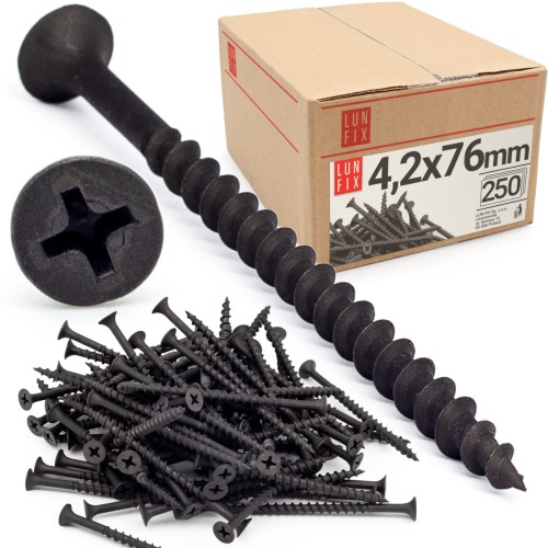 Vis pour plaques de plâtre sur bois 4,2x76 KSGD phosphatée - LUN FIX