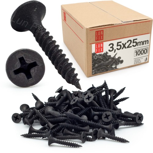 Vis pour plaques de plâtre sur bois 3,5x25 KSGM phosphatée - LUN FIX