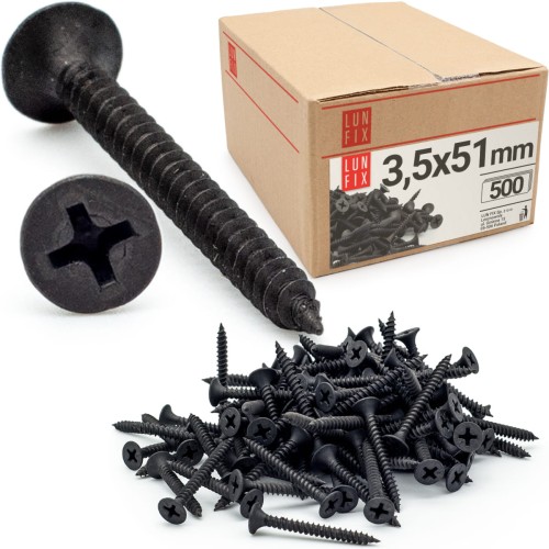 Vis pour plaques de plâtre sur bois 3,5x51 KSGM phosphatée - LUN FIX