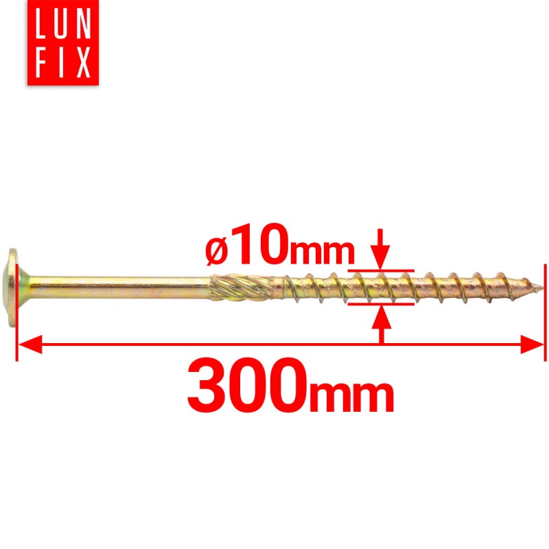 Wkręty ciesielskie talerzowe 10x300 do drewna WKCP 25szt.